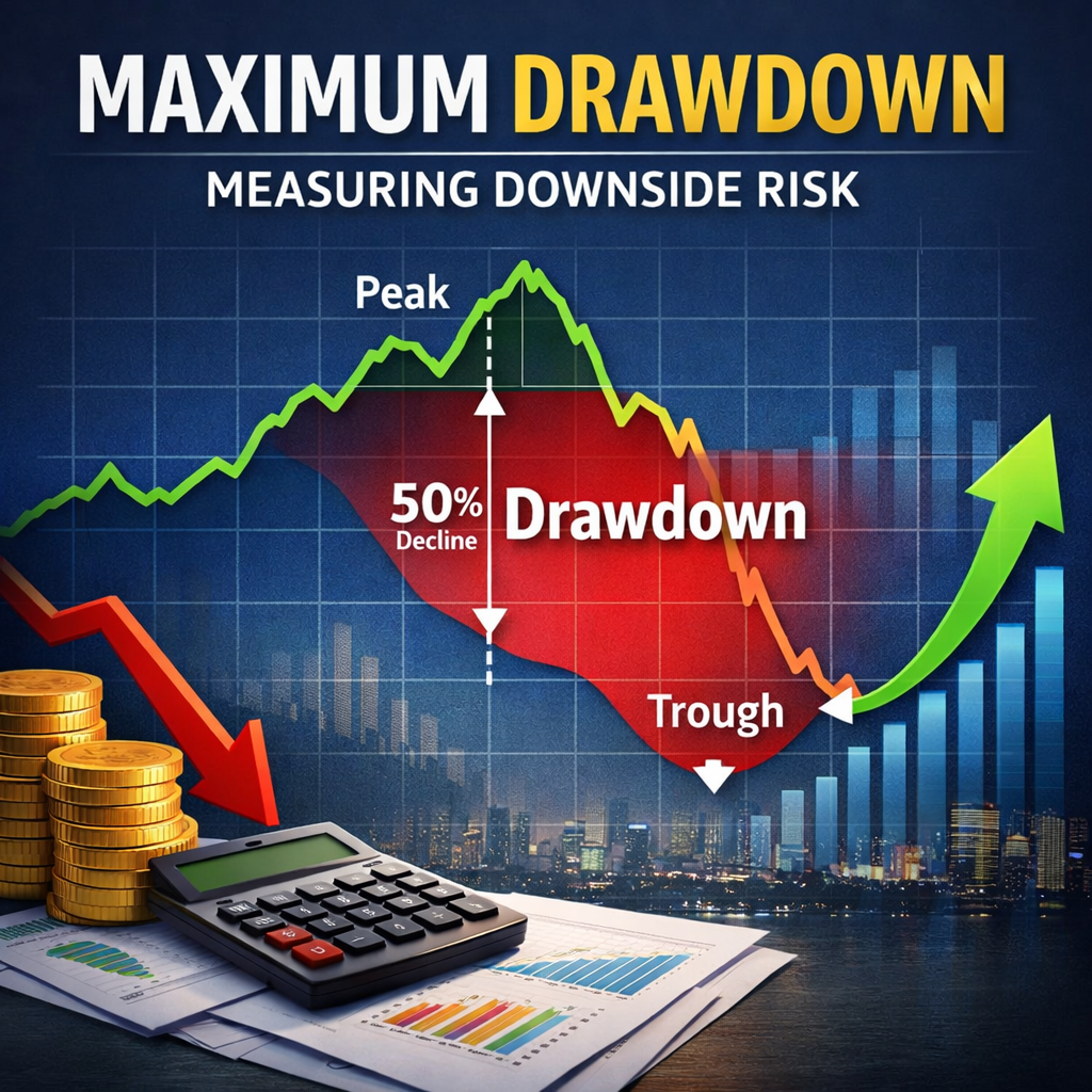 image showing maximum drawdown with graph including peak and trough