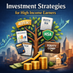 High income professional reviewing diversified investment portfolio and tax planning strategy on desk