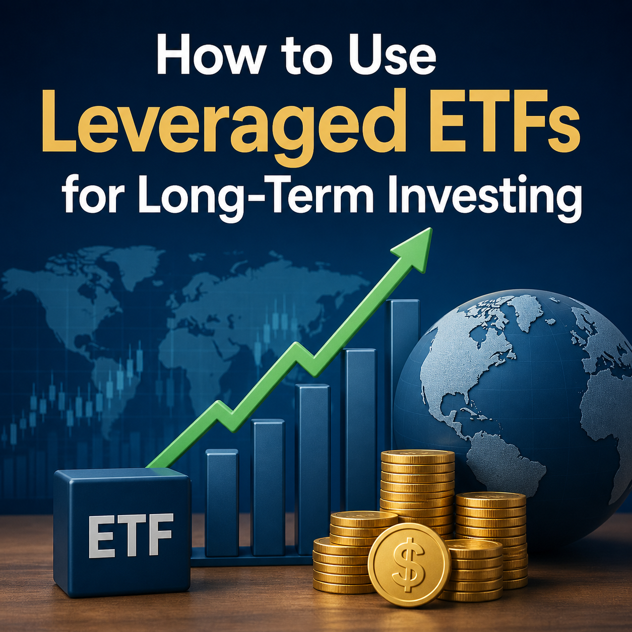 Image displaying a stock market graph with the text how to use leveraged etfs for long term trend trading